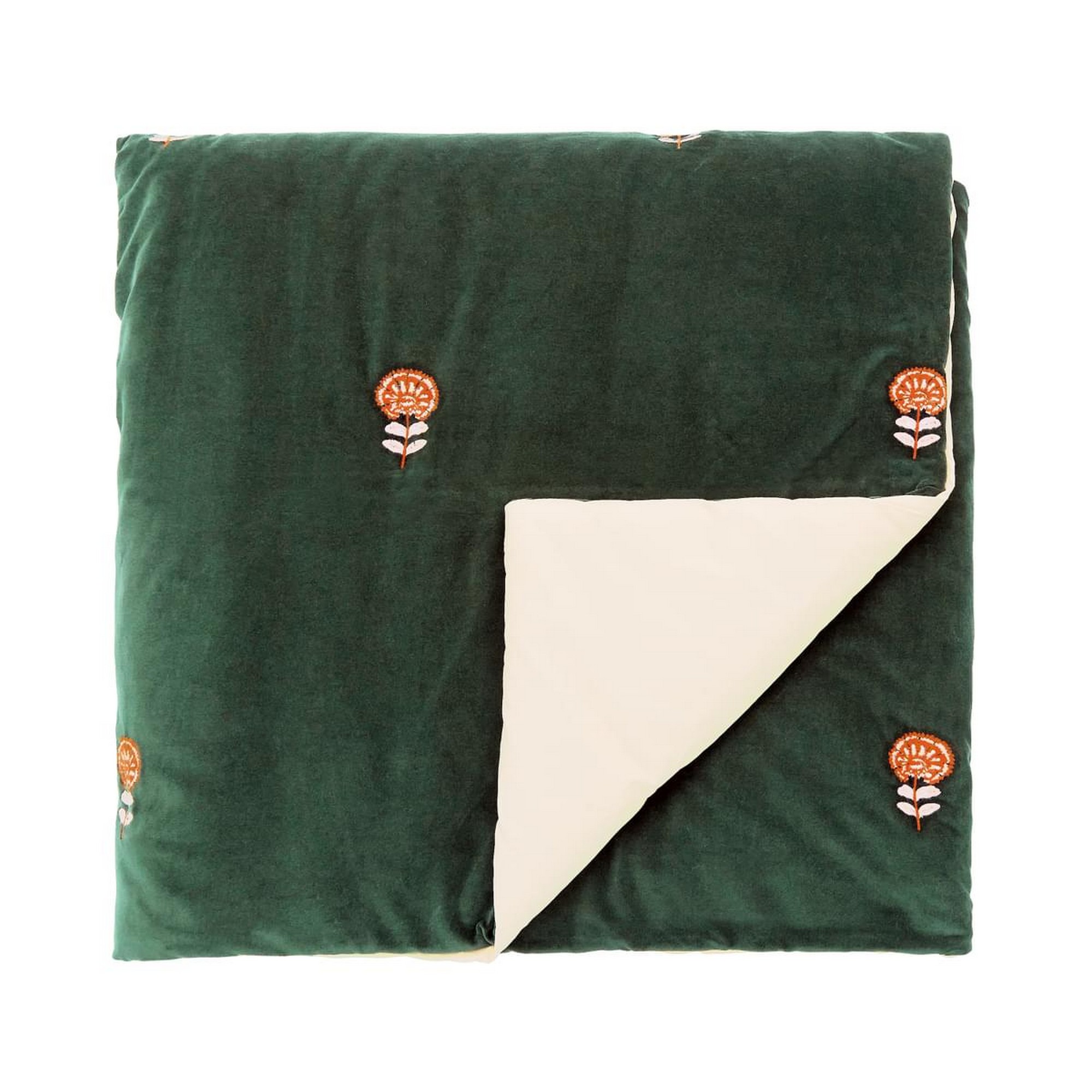 Golden Hour Cotton Velvet Throw By Joules In Green